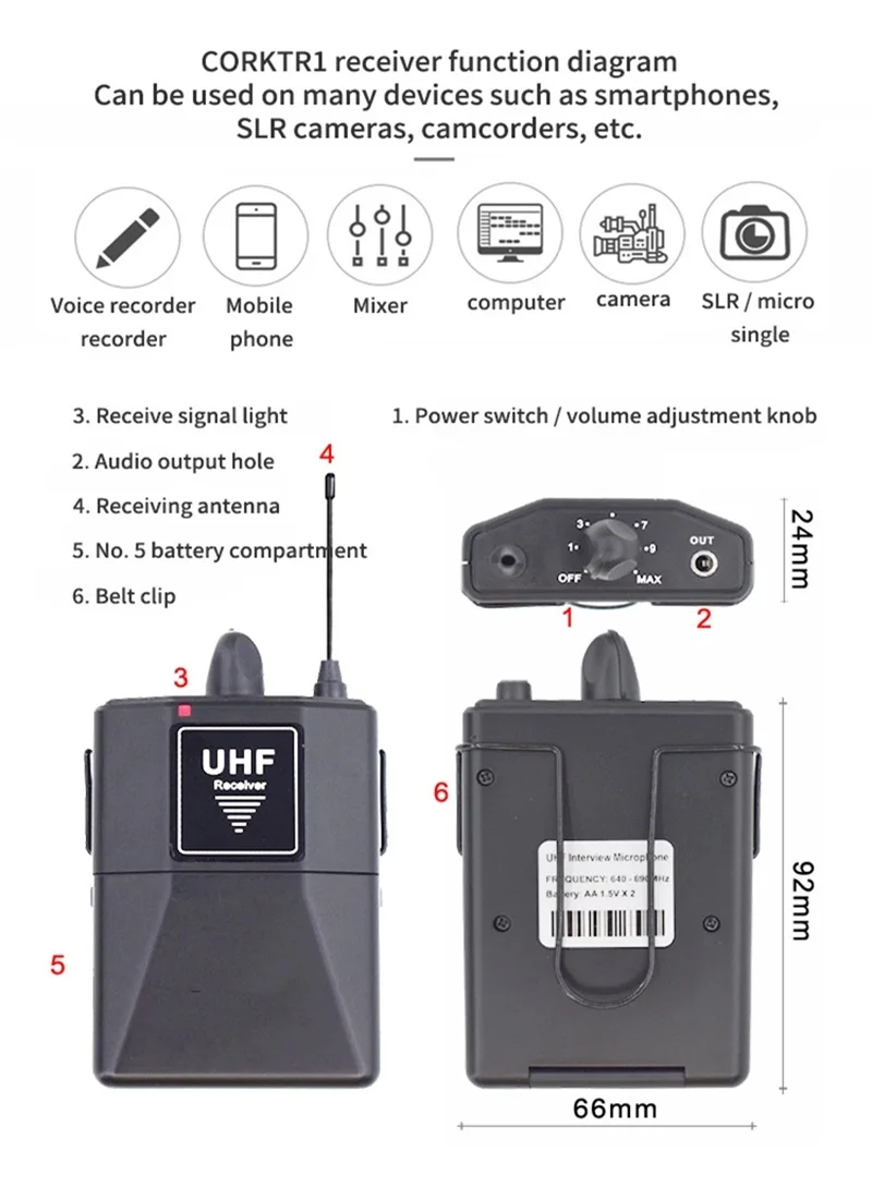 FELYBY беспроводной настоящий UHF микрофон для интервью DV Цифровая камера внешний микрофон Регулируемая чувствительность для записи мобильного телефона