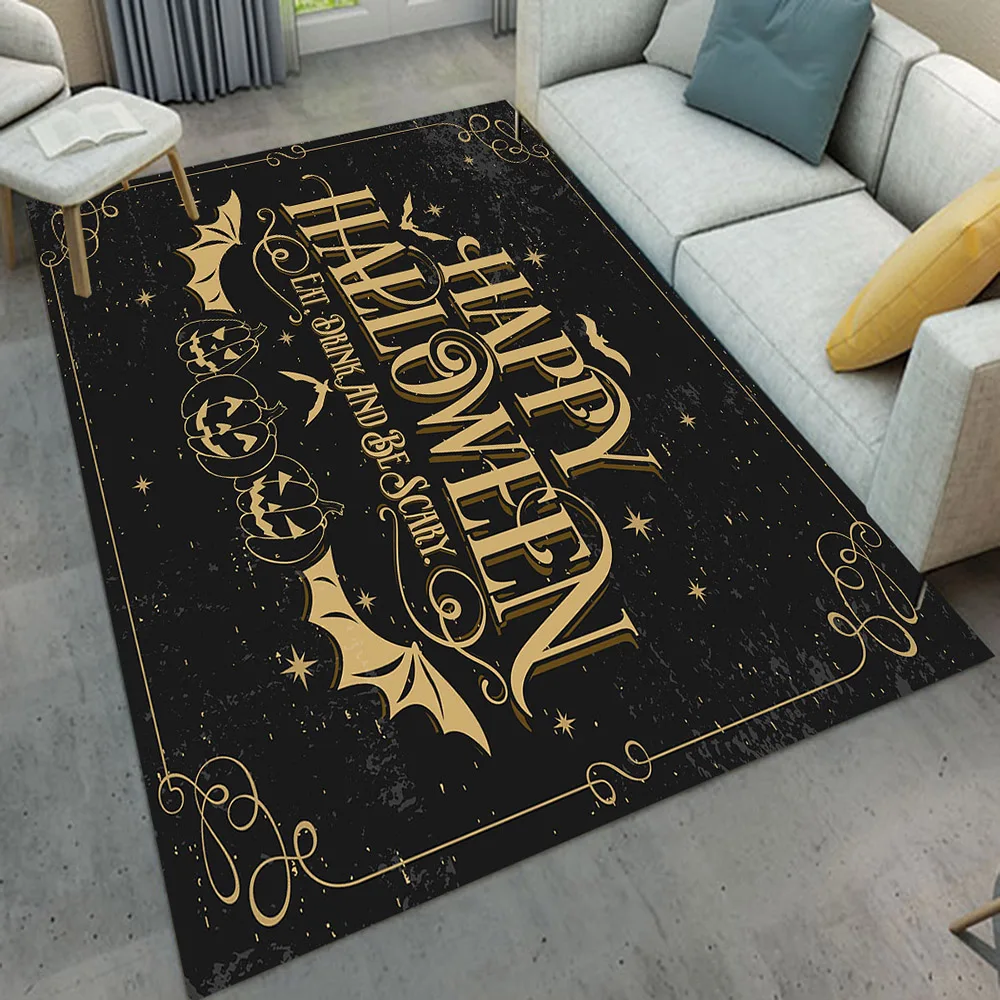 Nordic Flannel Kitchen Door Mat Happy Halloween Letter Carpet Bedroom Rug Pumpkin Decorative Stair Mats Home Decor Crafts Mat