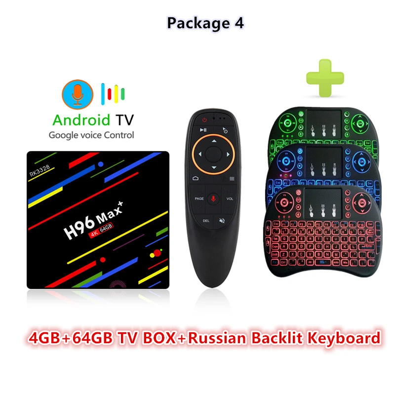 4G 64G i8 RU Backlit HAAYOT H96 MAX+ ТВ-приставка Android 9,0 4G 64G Смарт-приставка RK3328 ТВ-приставка Google Голосовое управление 2,4/5G Wifi 4K медиаплеер - Цвет: 4G 64G i8 RU Backlit