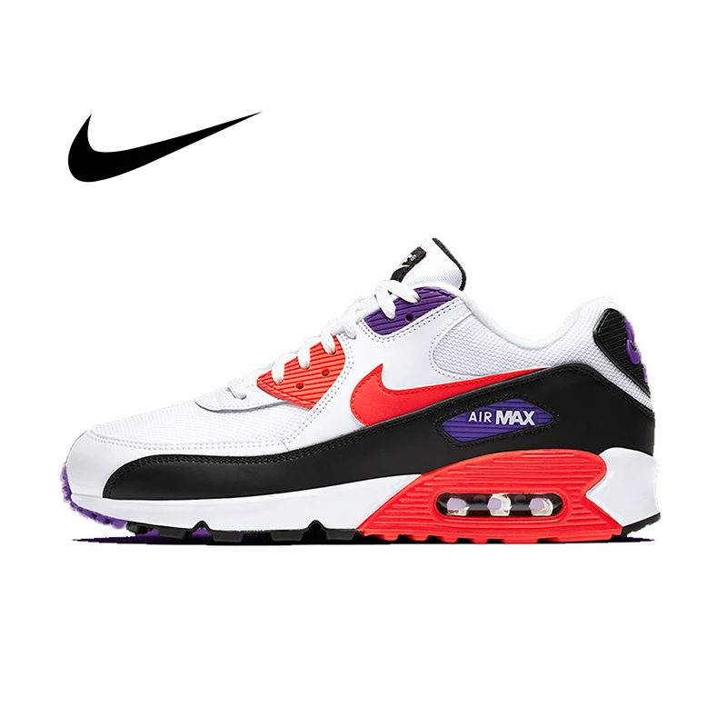 Оригинальные женские кроссовки для бега NIKE AIR MAX 90 LE, дышащие, на шнуровке, с амортизацией, низкий верх, удобные, прочные, 325213-132