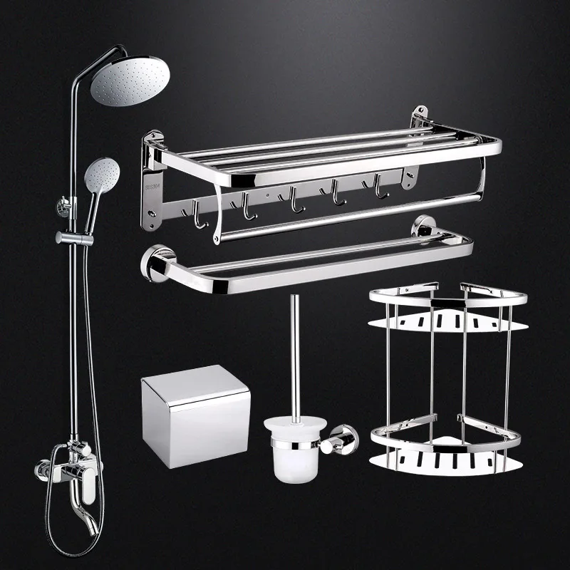 

Supercharge Shower Set Toilet Bathroom Copper Electroplated Third Gear Cold And Heat Mixed Faucet Shower Set
