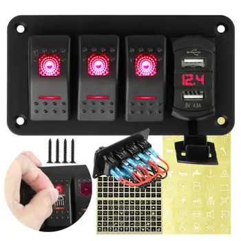

Waterproof Car Rocker Switch Parts Replacement Universal 4-Gang Toggle