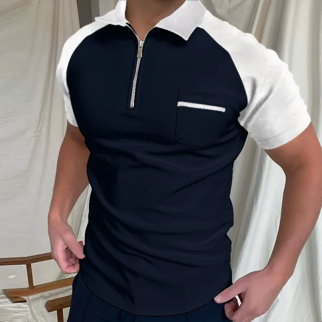 High Quality Brand Men's Polo Shirt Lapel Zipper Design Luxury Boss Casual Shirt Male Short Sleeve Top Polo Homme Eden Parck PLS-8 Black