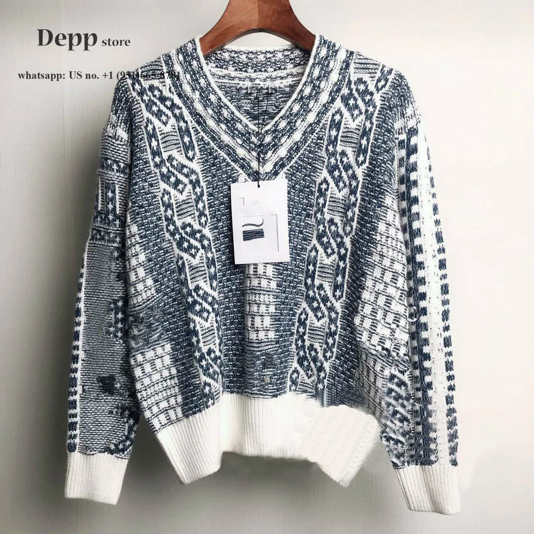 

Luxury designer autumn 2020 sweaters for women high end wool winter sweater Long Sleeve v neck branded Knitted Sweater Pullover