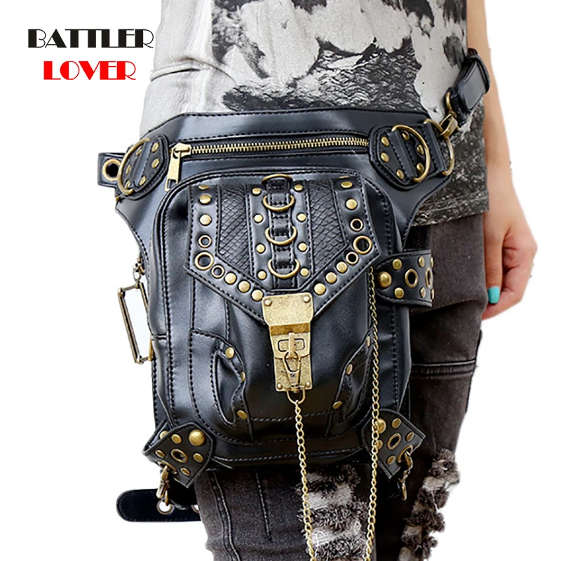 Vintage Steampunk Fanny Bags Steam Punk Retro Rock Gothic bag Goth Shoulder Waist Bags Packs Victorian Style Women Men leg bag