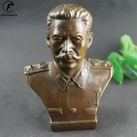 Antique Brass Russian Great Man Leader Joseph Stalin Bust Bronze Statue BIG Figurines Retro Copper Desktop Ornament Decor Crafts 1
