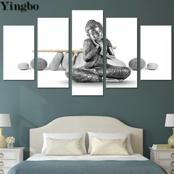 

5D DIY Diamond Art Full Square Drill 5 Pieces Buddha Stone Zen Picture Embroidery Cross Stitch Mosaic Hobbyies And Craft Decor