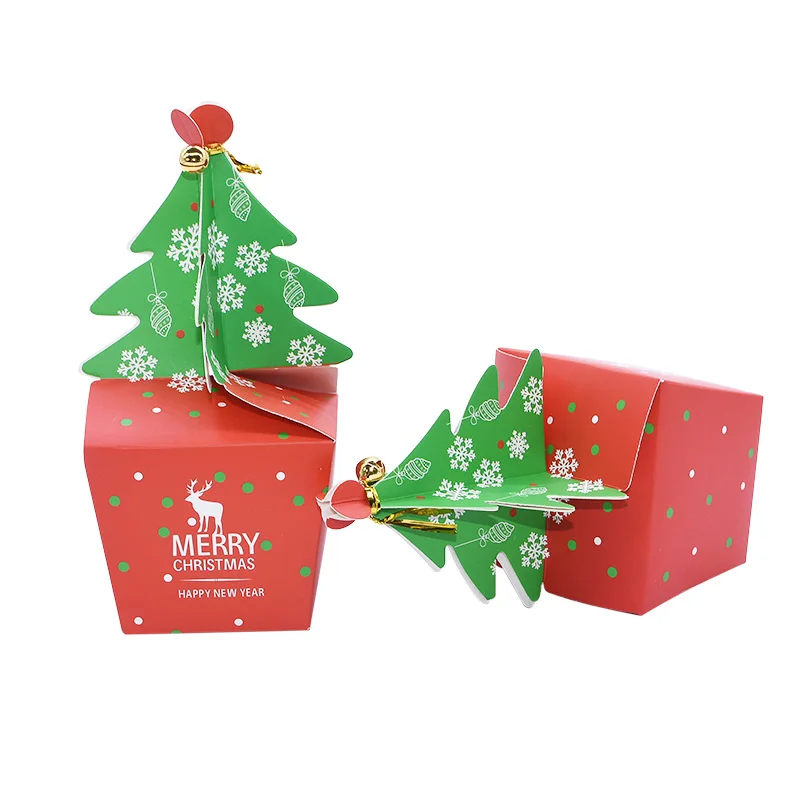 5Pcs Christmas Apple Box Candy Box christmas Party Favors Cookie Chocolate Packaging Supplies DIY Wrapper Paper Boxes Decor
