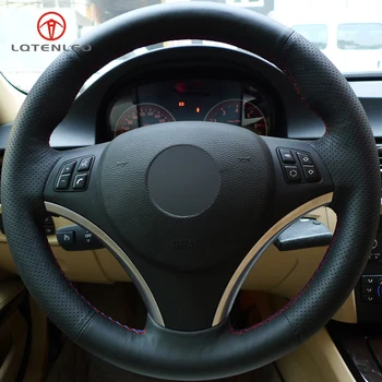 

LQTENLEO Black Artificial Leather DIY Car Steering Wheel Cover for BMW M Sport 1 Series E87 E81 E82 E88 120i 130i 120d X1 E84