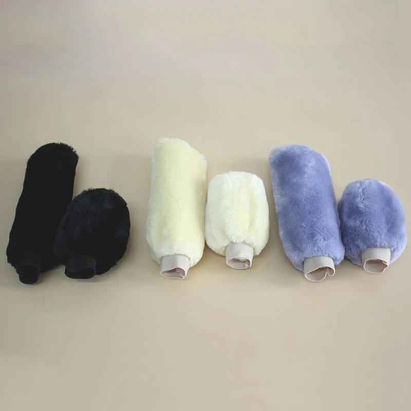Synthetic Wool Plush Cover Handbrake Gear Suit Winter Warm Set For Universal Car Automobiles Accessories