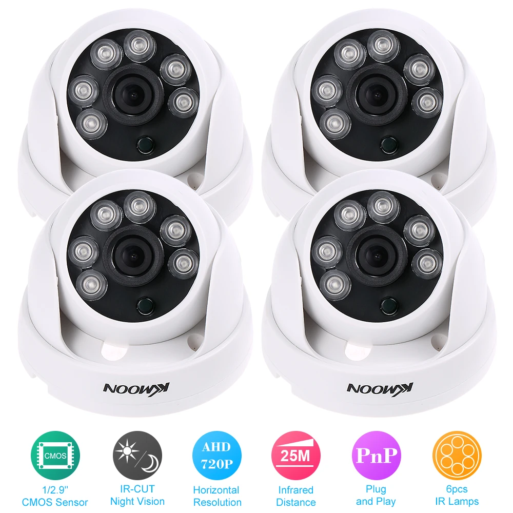 KKmoon 4*960P AHD купольная ИК-камера видеонаблюдения, кабель для наблюдения, поддержка IR-CUT, ночное видение, 6 шт., инфракрасные лампы CMOS