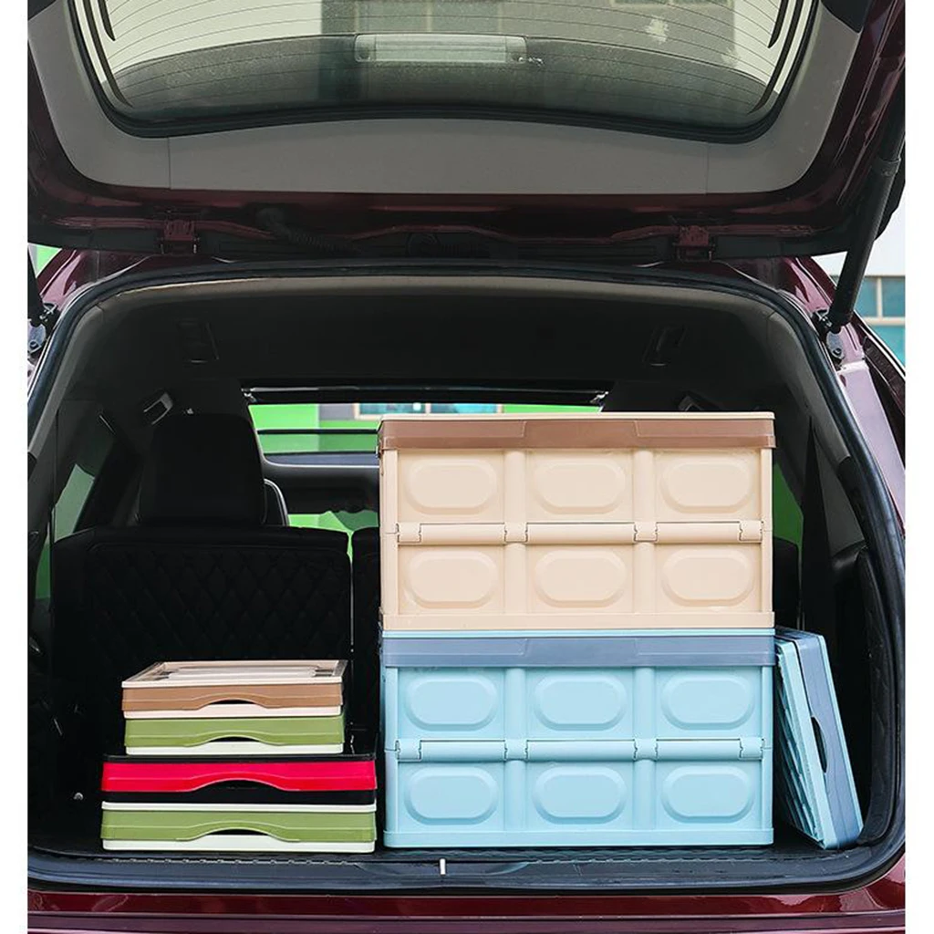 Car Trunk Storage Box Collapsible Storage Bins with Lid Black_30L