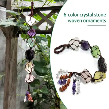 

6-color Natural Woven Crystal Stone Wrap-around Hanging Charms With Gravel Tassels For Window Garden Decoration Pendants
