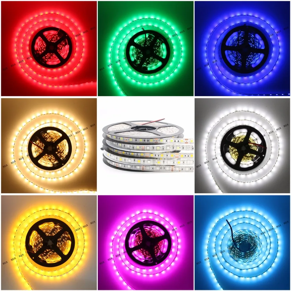 SMD 5050 RGB Светодиодная лента Водонепроницаемая 5 м 300 светодиодный DC 12 В RGBW RGBWW Fita светодиодный светильник гибкие неоновые ленты Luz монохромные