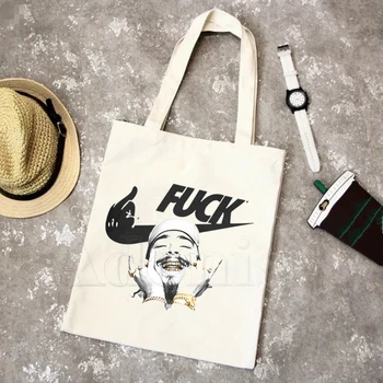 

Post Malone Fashion Canvas Bag Women Girls Simple Large Capacity Storage Handbag Shoulder Bag Tote Reusable Student Bookbag