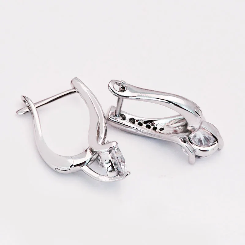 MxGxFam Christmas Gifts White Hoop Earrings For Women Fashion Jewelry Rhodium Gold color AAA+ Cubic Zircon Good Quality