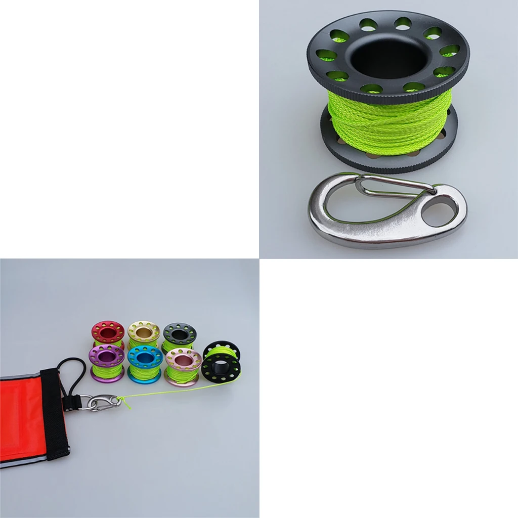 2 Scuba Reel With Egg Quick Link& Snap For Underwater Diving Water Sport Diving Guide Finger Spool 
