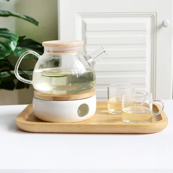 

Large Heat-Resistant Borosilicate Glass Teapot With Candle Holder Clear Tea Pot Flower Tea Set Puer Kettle Office Home Tool