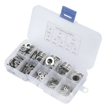 

360pcs M2 M2.5 M3 M4 M5 M6 M8 M10 Flat Washers Stainless Steel Flat Spring Washer Assortment Rust Resistant Tool
