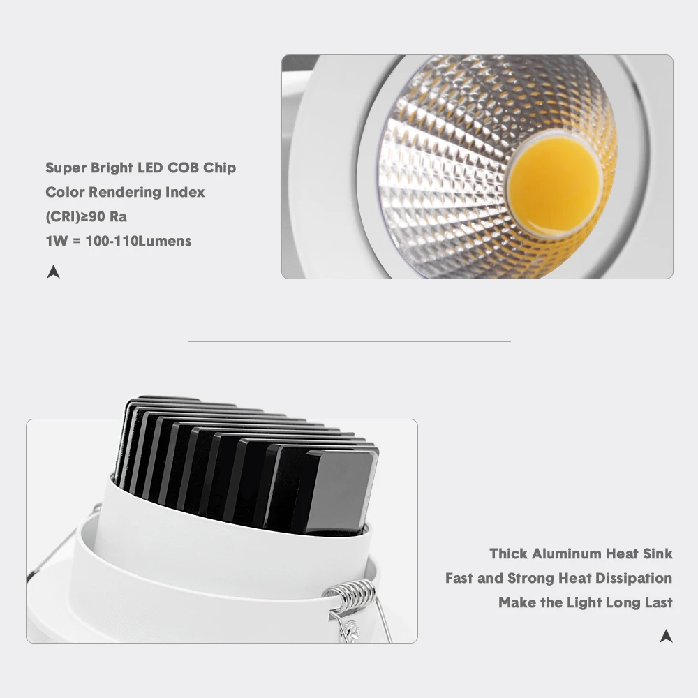 [DBF] Черный/Белый Круглый Встраиваемый светодиодный СИД Dimmable вниз светильник COB 6