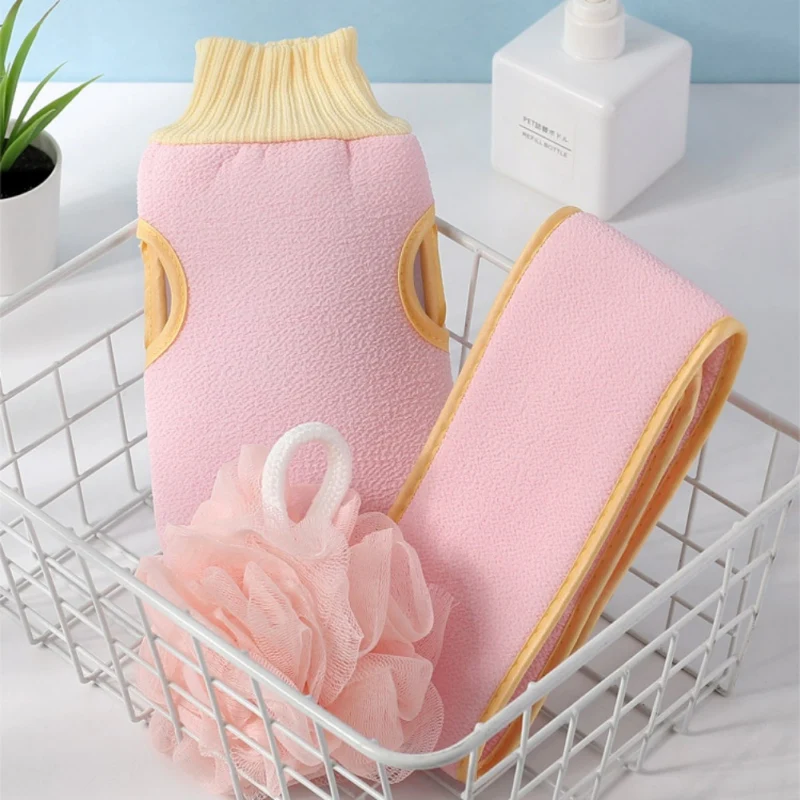 

Bathing Three-piece Bathing Gloves, Bath Balls, Back Rubbing Strips-cyan