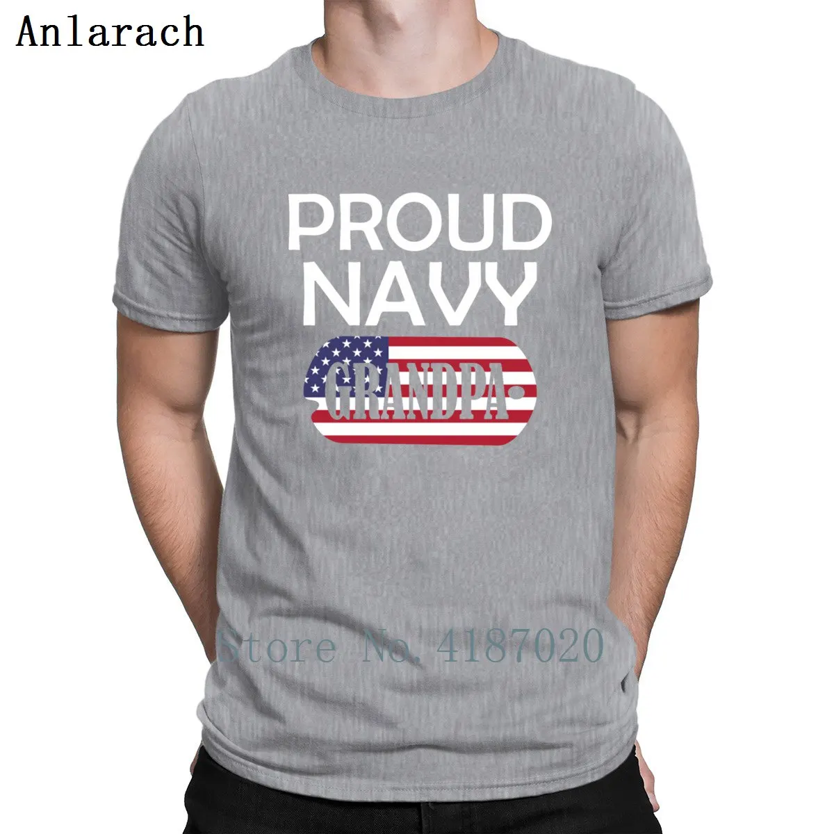 Футболка с надписью Proud Navy и дедушкой, необычный Топ, футболка,, аутентичная футболка для мужчин, одноцветная, с круглым вырезом, с принтом, анларач, наряд
