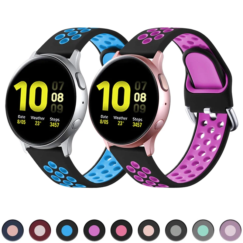 

20mm/22mm Silicone Band for Samsung Galaxy Watch Active 2 Active 3 46mm 42mm Gear S3 huawei gt 2 2e Huami Amazfit bip GTR strap