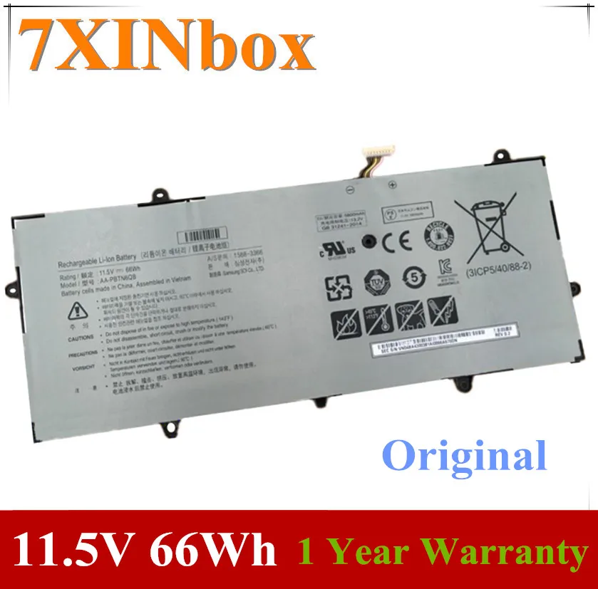 7XINbox 11 5 V 66Wh оригинальный AA-PBTN6QB ноутбук Батарея для samsung NP900X5N NT900X5N-X78L NP900X5N-X01US 900X5N |