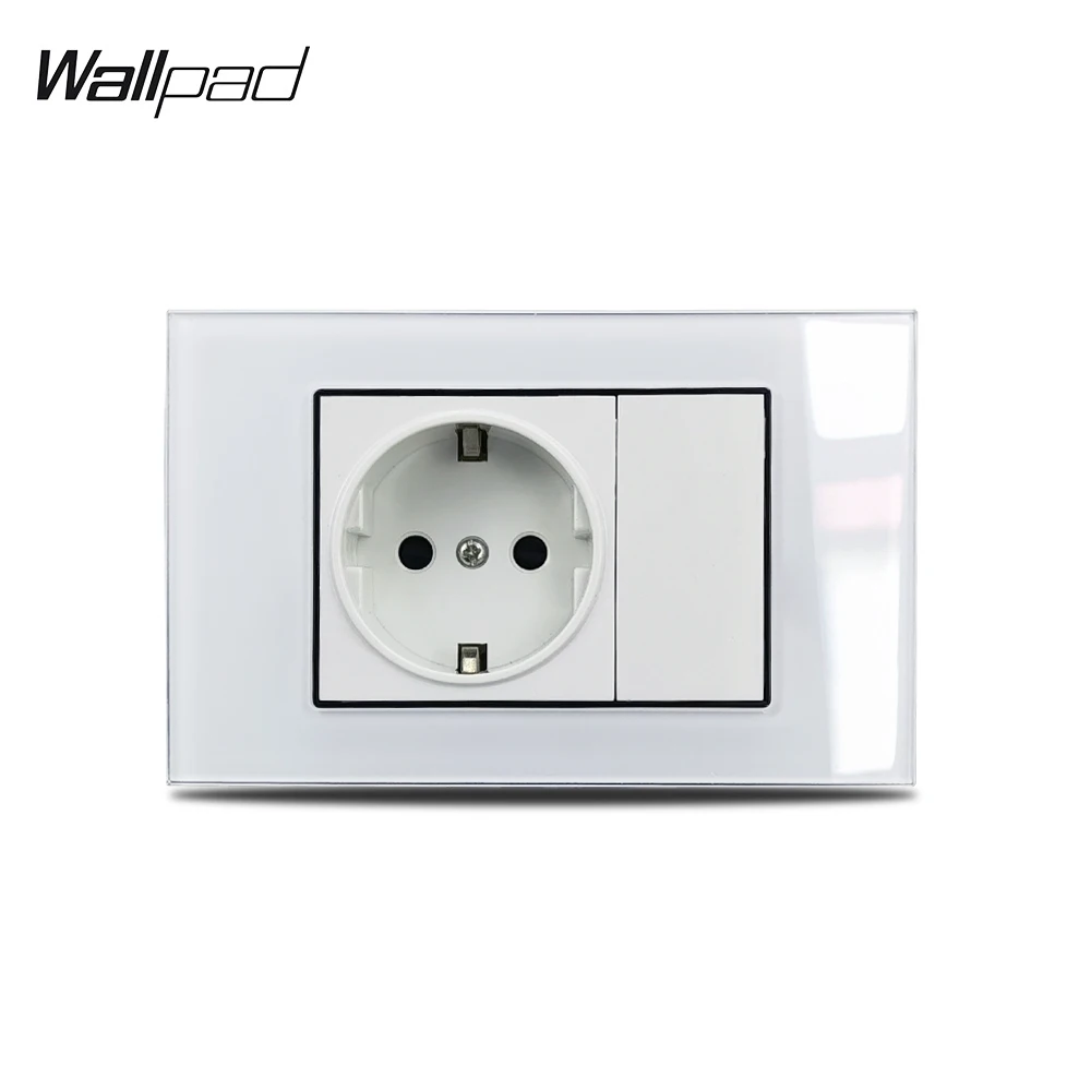 118*75mm EU Buchse Wallpad L3 Weiß Glas Panel 16A 110V-250V Europäischen Steckdose 6M