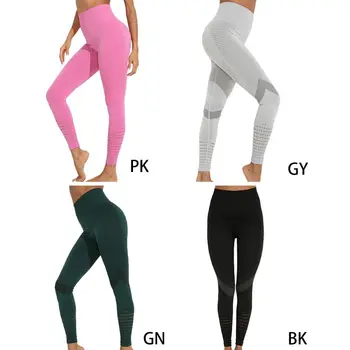 

Women High Waist Seamless Sports Leggings Compression Tummy Control Gym Workout Hollow Out Breathable Butt Lift Running Leggings
