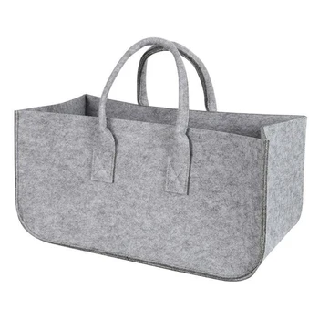 

Shopping Newspaper Storage Pocket Wood Firewood Basket Holder Large Capacity Handbag Felt Bag Log Stalls