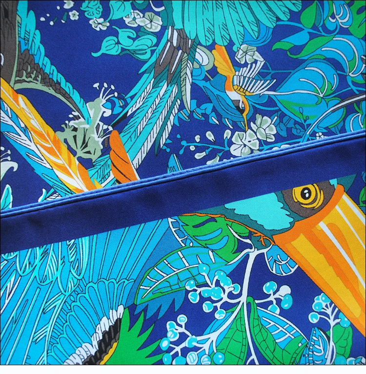 HuaJun 2 магазин | очень красивый "Carnaval des Oiseaux" 90 Шелковый квадратный шарф саржевый струйный шарф ручной завивки