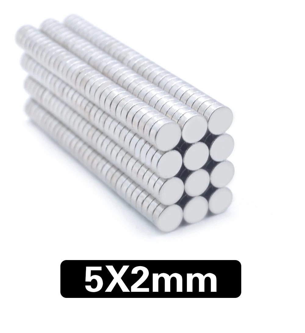 100/200 pcs Mini Neodymium Magnet 5x2mm N35 Small Round Super Strong, Powerful Magnetic Magnet Disc for Craft Gallium Metal