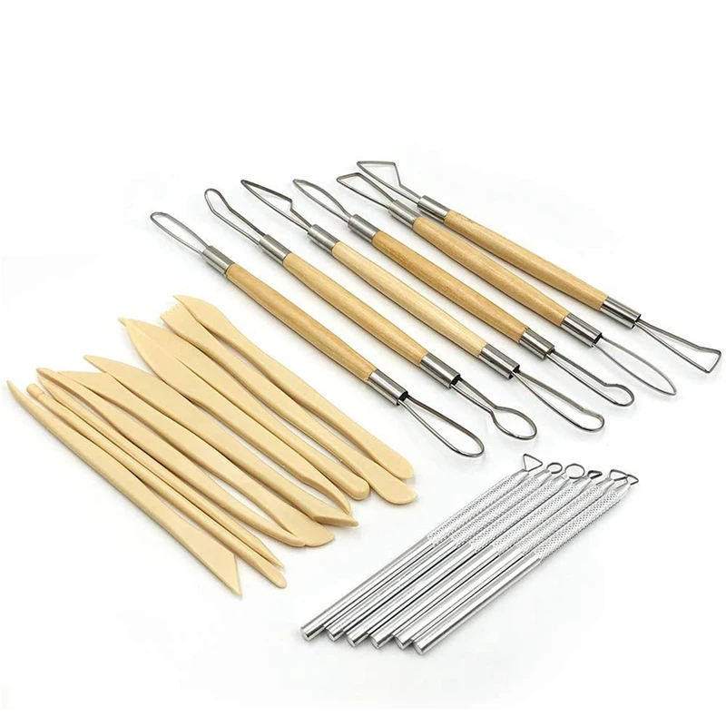 ABSF Pottery Clay Sculpting Tools, 22Pcs Wooden Handle Pottery Carving Tools & Metal Scraper & Plastic Clay Shaping Tools best woodworking bench