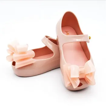 

Mini Melissa Multi-tiered Bow Shoes New Summer Children Mini Jelly Shoe Candy Soft Bottom Princess Girl Fish Head Sandals Kids
