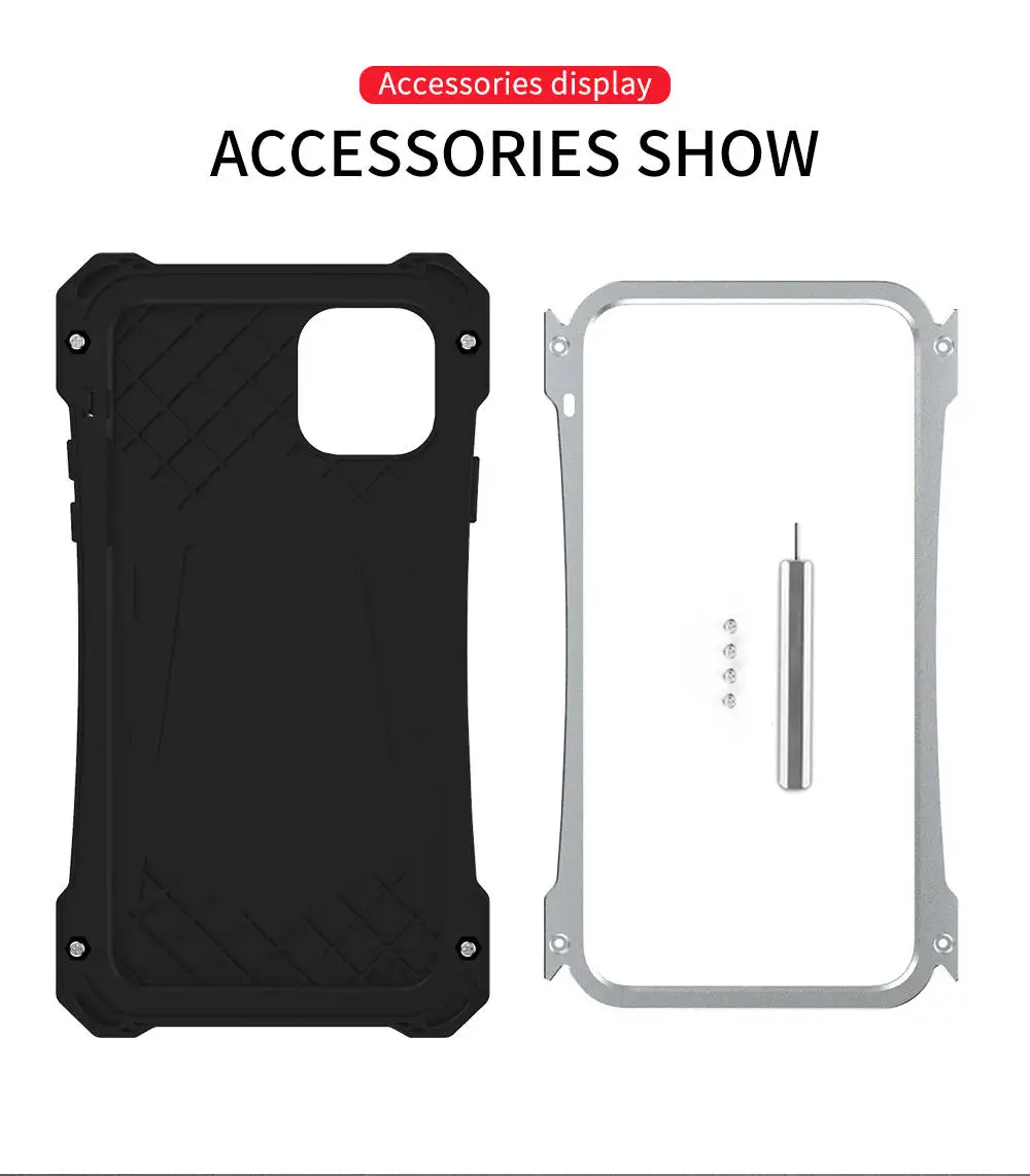 Luxury Aluminum Waterproof Armor Gorilla Glass Case For iphone 11 Pro MAX 7 8 Plus XS XR X Cover Antishock Fundas Coque Capa