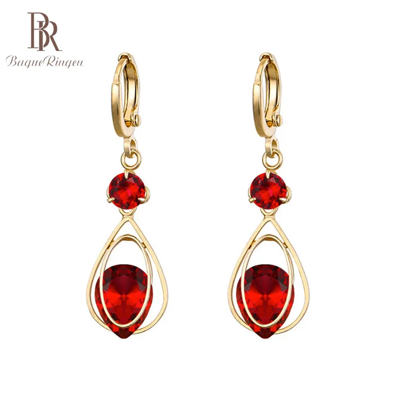 

Bague Ringen Water Drop Shaped Ear drops Female Silver 925 Jewelry Gemstones Ruby Powder crystal Citrine Anniversary Dating Gift