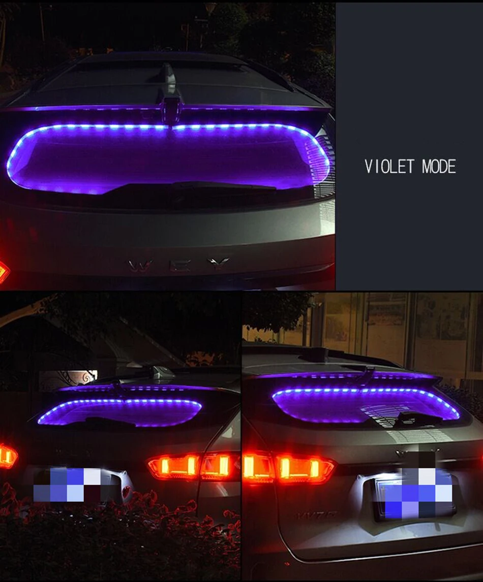 Автомобильное заднее стекло, RGB атмосферный гибкий светильник, комплект музыкального голосового управления, авто Внутреннее светодиодПредупреждение ющие лампы