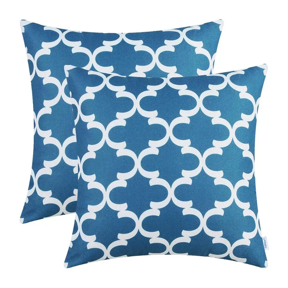 Deep Sea Blue 2 шт. квадратные Чехлы для подушек CaliTime подушки в виде ракушки Quatrefoil Accent геометрический декор для домашнего дивана постельные принадлежности - Цвет: Deep Sea Blue