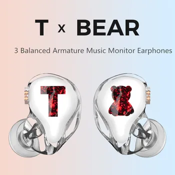 

New TFZ Tx Bear 3 Balanced Armature Earphones Noise Cancelling High Fidelity Monitors Professional Detachable Detach 2PIN Cable