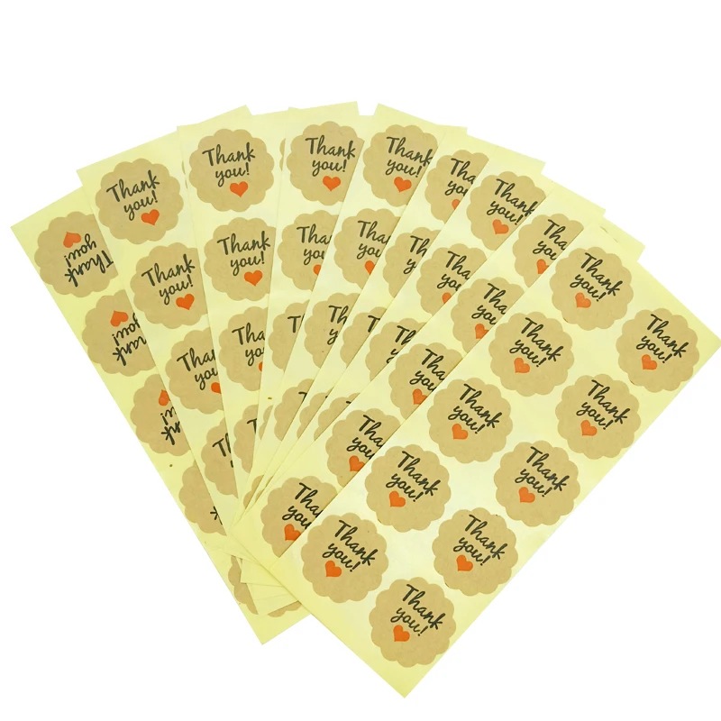 120pcs/100pcs/60pcs/pack Multiple Styles Round Tape Thank You Packaging Label Material Supplies Sealing Stickers