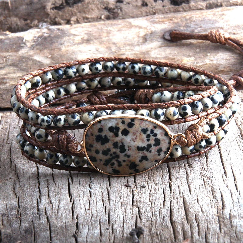 Mode Kralen Boho Armband Sieraden Handgemaakte Natuurstenen Charme 3 Strengen Wrap Armbanden