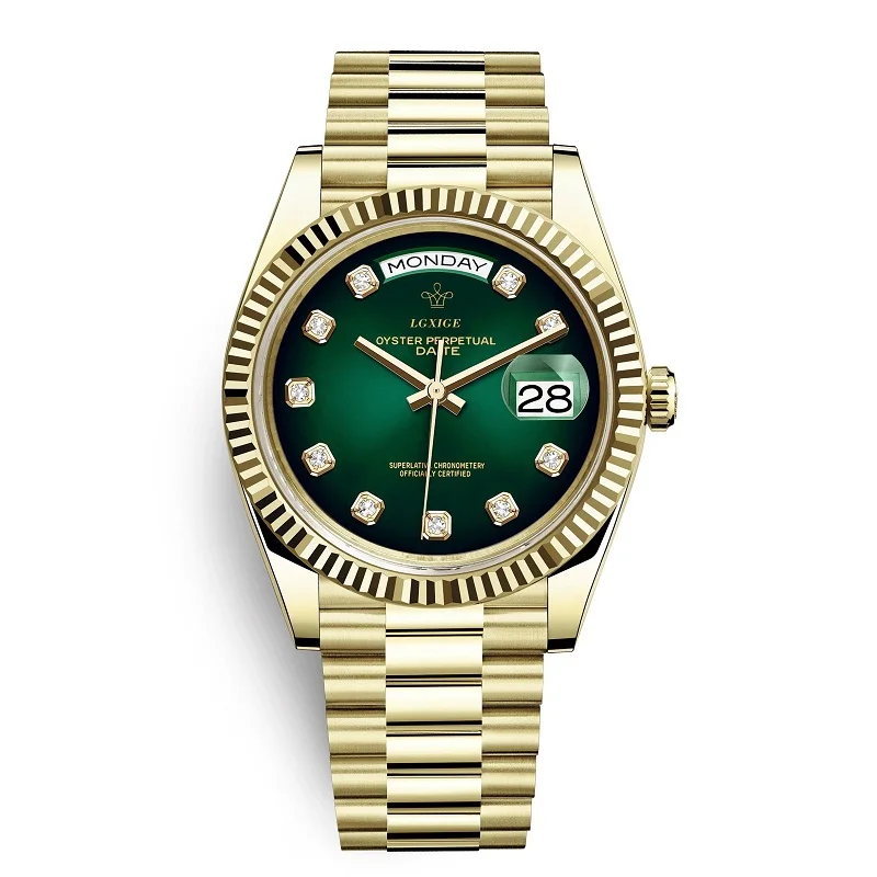 Горячие мужские золотые часы Женева лучший бренд роскошные часы мужские Япония Miyota Кварц Часы ролевые бриллианты AAA наручные часы montre homme - Цвет: Color 6