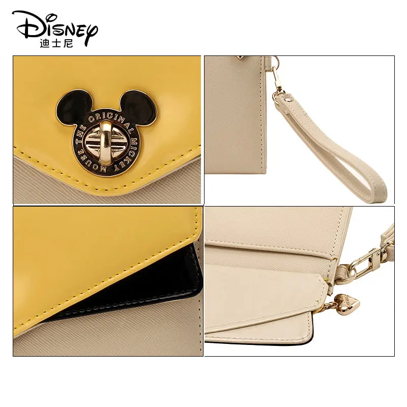 Disney Mickey, аутентичный, контрастный цвет, Женский Длинный кошелек, милый кожаный кошелек, женские кошельки и кошельки, посылка для карт