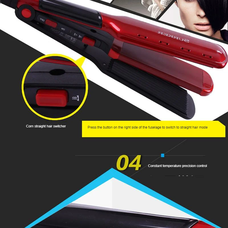 Ceramic Roll Straight Dual Purpose Hair Curler 2-in-1 Negative Ion Hair Crimper Hair Tools