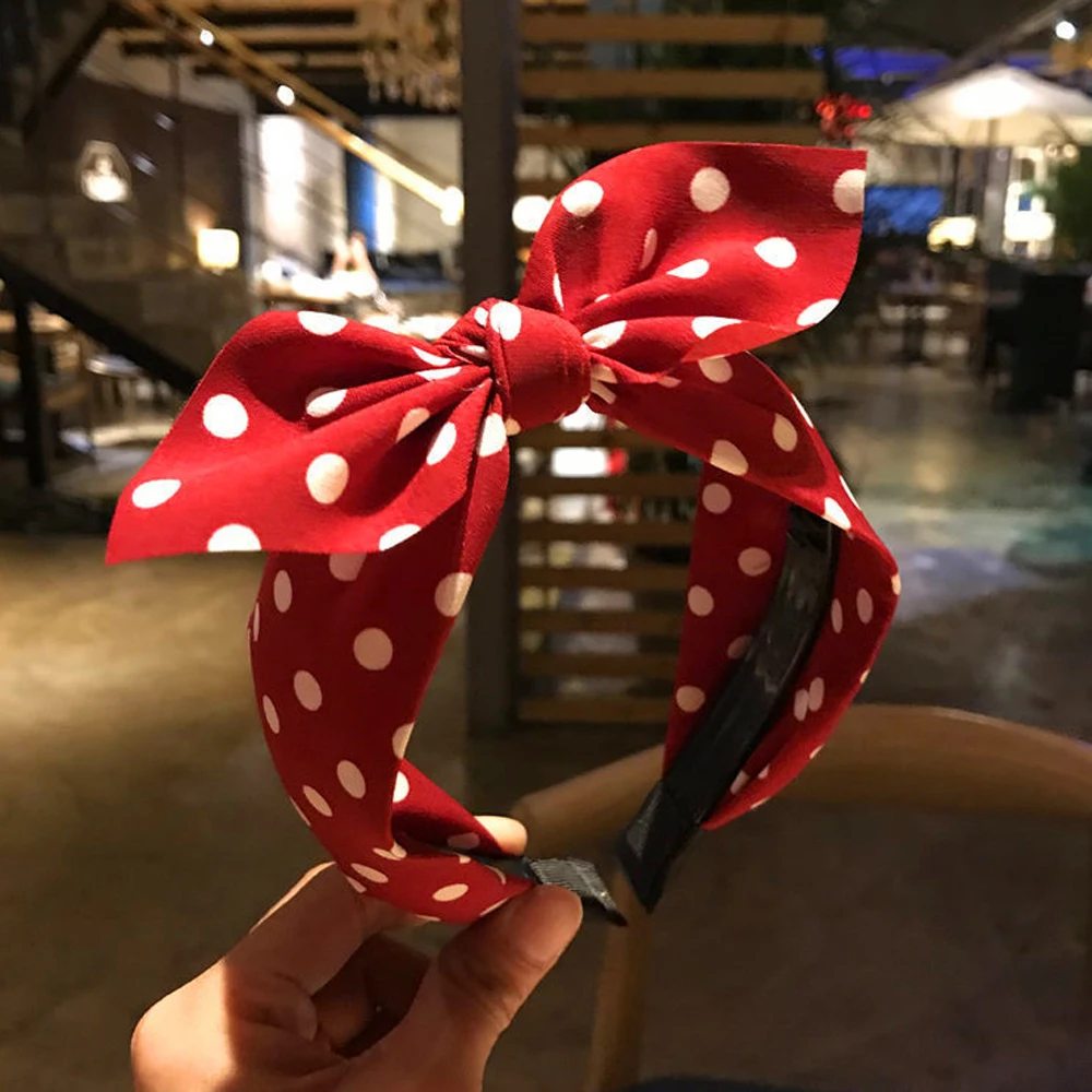 Местный запас женщин милый бант Hairband большая повязка на голову для ребенка точка волос обруч для волос аксессуары для волос