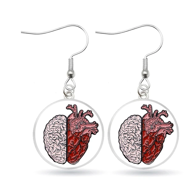 de corazón de órgano corazón gatos sanguinarios abrazo pendientes órgano médico Punk arte con imagen regalo Doctor Aretes|Pendientes con forma de gota| - AliExpress