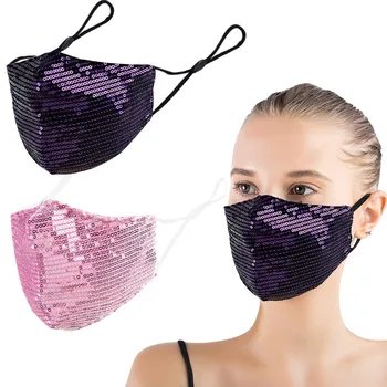 

5PC Reusable Breathing Face Mask Adult Cubrebocas Gezichtsmasker Adjustable Breathable Washable Sequins Masks mascaras faciales