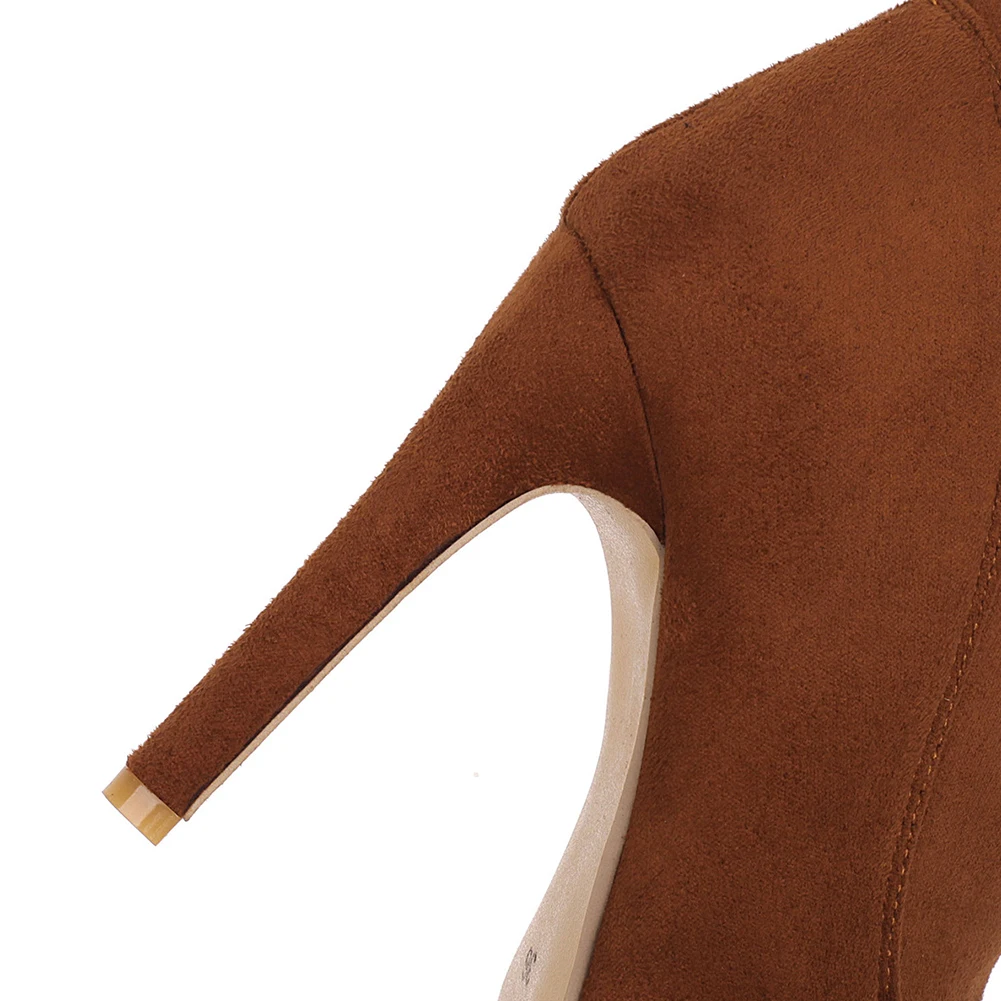 DORATASIA Plus Size 32-48 New Fashion INS Hot Flock Boots Ladies Thin High Heels Shoes Woman Pointed Toe Party Sexy Brand Boots