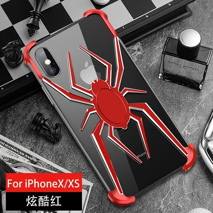spider The element stents for Apple iPhone X XS Max Case Cover Coque iPhone 11 Pro Max Xr 8 7 6 6s Plus Luxury style shockproof - Цвет: red